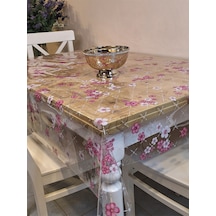 Şeffaf 0.018 Mm Pvc Muşamba - Desenli Silinebilir Şeffaf Masa Örtüsü Ns25 Pembe