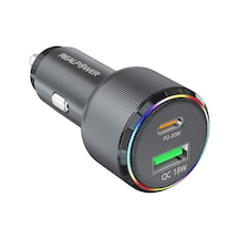 Realpower 38w Hızlı Araç Şarjı + Type-c Den Lightning Kablo Rp-cc38w Siyah