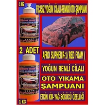 Afro Supher R-1 Fırçasız Yoğun Cilalı Renkli Oto Şampuanı Kırmızı Köpük 1 Kg 2 Adet