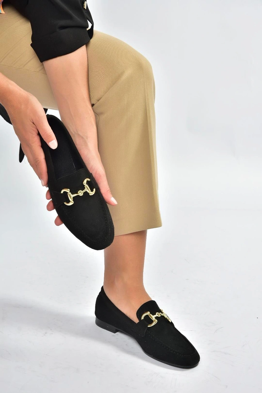 Fox Shoes V780161202 Siyah Süet Günlük Kadın Ayakkabı Siyah-süet