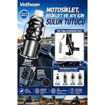 Bisiklet Motosiklet Atv Ve Scooter Uyumlu Matara Suluk Tutucu Gidon Bağlantılı Esnek Gövdeli Şişe Ap Siyah