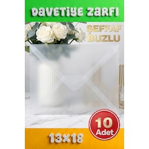10 Adet 13x18 Cm Premium Kalite Davetiye Zarfı Buzlu Şeffaf