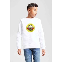 Tshirthane Guns'N Roses Baskılı Unisex Çocuk Beyaz Sweatshirt