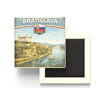 Slovakya Bratislava Şehri Temalı Vintage Buzdolap Magneti 9x9 Cm