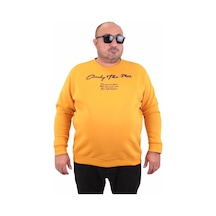 Starbattal Erkek Büyük Beden Sıfır Yaka Sweat Only Free 23202 Hardal-Hardal