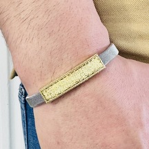 Gümüş Erkek Bileklik ,14k Altın Kaplama, Isim Yazılabilir
