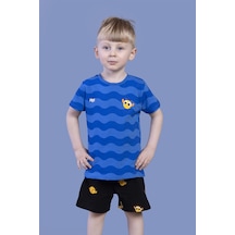 Toontoy Kids Toontoy Erkek Çocuk Dalga Desenli Şortlu Takım Su Yeşili