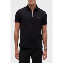 Tommy Hilfiger Pamuklu Regular Fit Yarım Fermuarlı Polo Yaka T Shirt Erkek Polo Yaka T Shirt Mw0mw42762 Bds Siyah