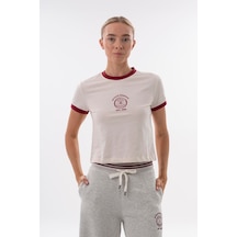 Maraton Regular Kadın Bisiklet Yaka Ekru- T-shirt Ekru-