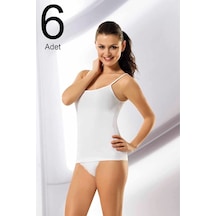 Namaldı 6'lı Paket Ip Askılı Kadın Beyaz Atlet Beyaz