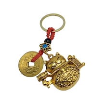 Dünyadan Hediyeler Feng Shui Şans Parası Maneki Neko Metal Anahtarlık No.2