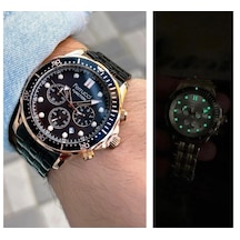 Ferrucci Fonksiyonlu&takvimli Fosforlu Kadran Siyah Çelik Erkek Kol Saati Rose Gold - Siyah