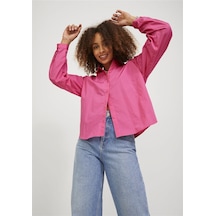 Jack & Jones Kadın Relaxed Fit Uzun Kollu Gömlek - Mission 12203522 Carmine Rose Beyaz