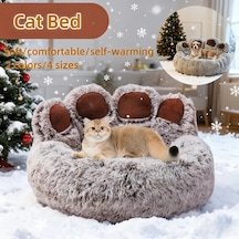 Gateesat Gri M 25.59inch Uzun Tüylü Yumuşak Sıcak Kedi Köpek Yatağı Kışlık Hediye