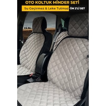 Su Geçirmez & Terletmez Sırtlı Oto Koltuk Minder Seti-koltuk Koruma Kılıfı 2'li Set -gri