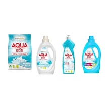 Aquabor Doğal Mineralli 4kg Beyaz + Sıvı Beyaz + Bulaşık + Sıvı Renkliler Set