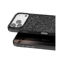 Onegif Apple iPhone Uyumlu  17 Pro Uyumlu Bright Simli Kapak - Siyah