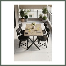 Bezos Mutfak Masası 4 Sandalyeli Set 110x70 Cm Modern Bahçe Cafe Masa Takımı 4 Kişilik Tedy 9883 Anstrasit Bzstk Çok Renkli