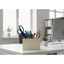 Ahşap Masaüstü Düzenleyici Organizer Çok Delikli Kalemlik Gri Diğer