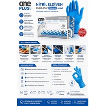 One Plus Nitril Eldiven Pudrasız Small Mavi 100'lü Paket