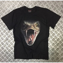 Unisex Siyah Yılan Baskılı T-shirt SIYAH