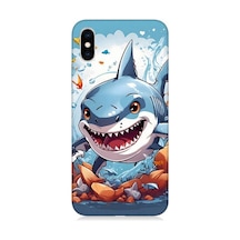 Apple Uyumlu iPhone Xs Köpekbalığı Desenli Silikon Kılıf