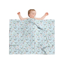 Balina Desenli 40x30 İnç Bebek Polar Battaniyesi, Yumuşak, Kalın, Dört Mevsim-a15 Whale Stingray Jellyfish