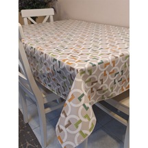 Elyaflı Pvc Muşamba - Desenli Silinebilir Masa Örtüsü Kahve Bej