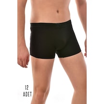 Tutku Erkek Siyah 12 Adet Likralı Elasthan Boxer 001