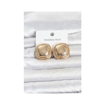 316l Çelik Gold Renk Düğme Model Kadın Küpe Tj-bkp11816 Evimdeyokyok