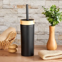 Bambu Görünümlü Ahşap Desen Tuvalet Fırçası Seti Banyo - Mutfak - Tuvalet - Balkon Siyah, Fırça Siyah