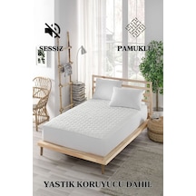 Mona Verde Alez Takımı %100 Pamuklu Sessiz 3 Parça Kapitoneli Yastık Alezli MNVAPFK00 Beyaz