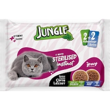 Jungle 4 X 100 Gr Çift Lezzet Pouch Kısır Kedi Somon - Biftek 103 Ivory