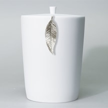 Leaf Çöp Kovası Beyaz Gümüş Beyaz