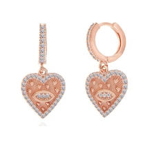 Gümüş Rose Kalp Sallantılı Kadın Küpe 81294549