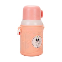 Shotay St-8817 480ml Askılı Silikon Kılıflı Pipetli Desenli Pembe Çelik Matara Diğer