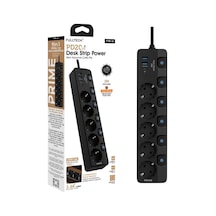 Akım Korumalı Priz, 5'li Priz Soketi, 5x Fiş Soketi, 20w Pd Hızlı Şarj, 2x Usb Girişi, 2x Type-c Girişi, Isıya 0
