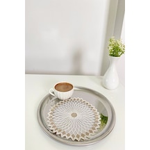 6 Adet Sunshine Modern Beyaz & Vizon Simli Bardak Altlığı & Kokte Beyaz