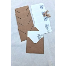 15 Adet Kraft Zarf Ve Mandallı Vazo Çiçek Kart - Hediye Paketleme Kartı - Not Kartı 1.hamur