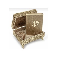 Hediyelik Kadife Sandıklı Kuranı Kerim Gold Renk