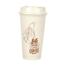 Kahve Bardağı - Kapaklı Krem 473 Ml Çok Renkli