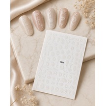 Beyaz Gotik Stil Tırnak Sticker Tırnak Etiketi Nail Art Jo-1011