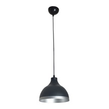 Ada Modern Mutfak Cafe Metal Siyah İçi Gümüş Renkli Gümüş Şeritlitekli Sarkıt Avize Çap 20cm Diğer