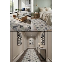 Villadia Home Textile Modern Desen Baskılı Kaymaz Taban Elit Şık Dört Mevsim Yıkanabilir Halı Yolluk Oturma Salon Odası Mavi