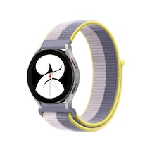 Newface - 915 - Samsung Galaxy Uyumlu Watch 4 Hasırlı Cırtcırtlı Kordon - Aconcept - - Gri-beyaz
