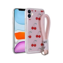 Zore İphone 11 Uyumlu Desenli El Askılı İpli Nvth Astana Silikon Kılıf-kiraz