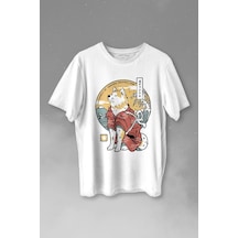 Akita Dog Japon Köpeği Shiba Inu Samurai Japanese Baskılı Tişört Unisex T-shirt 001