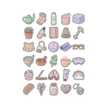30 Adet Pastel Kişisel Bakım Sticker Seti - Ajanda Laptop Su Matarası İçin Çok Renkli