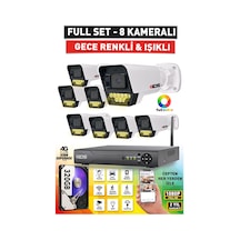 8 Kameralı 5mp Lensli 1080p Fullhd Renkli Gece Görüşlü 9 Led Güvenlik Kamerası Seti - 320gb