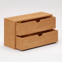 Desna İki Katlı İki Çekmeceli Mini Dolap 34 Cm Uzunluk X 12.1 Cm Genişlik X 18.4 Cm Woodsaka Doğal Ahşap